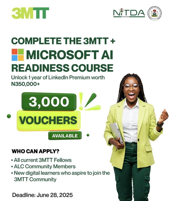 The 3MTT Microsoft LinkedIn Premium Vouchers for young Nigerians