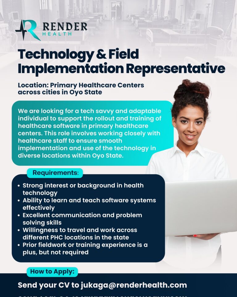 Render Health is Looking for a Technology and Field Implementation Representative