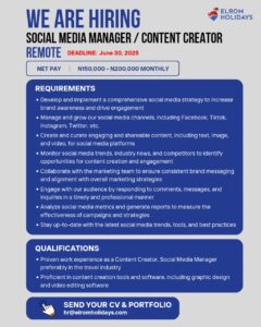 Remote Social Media Manager / Content Creator Needed at Elrom Holidays