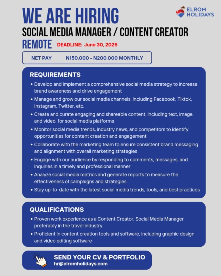 Remote Social Media Manager / Content Creator Needed at Elrom Holidays