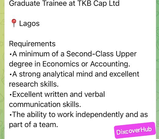 TKB Cap Graduate Trainee Program 2025